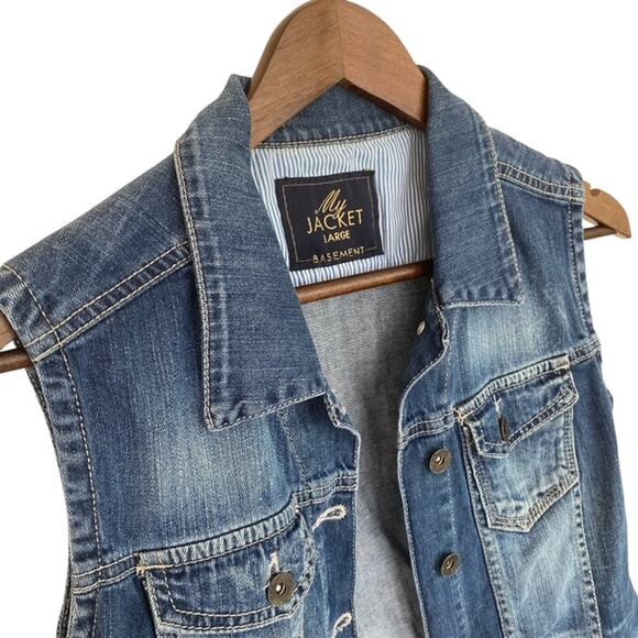 Basement Jeans "My Jacket" Denim Button Front Vest - Large - Picture 2 of 5